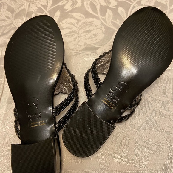 Adrianna Papell Black Leather Sandals - Picture 7 of 8